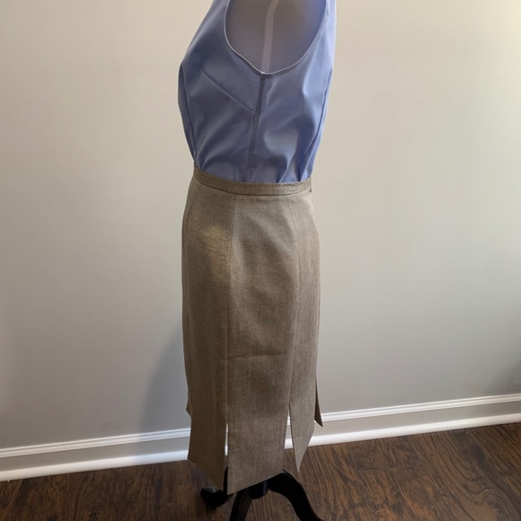 Liz Claiborne suit skirt sz 10 tan creme netural basic pencil pleated slit work - Picture 10 of 16